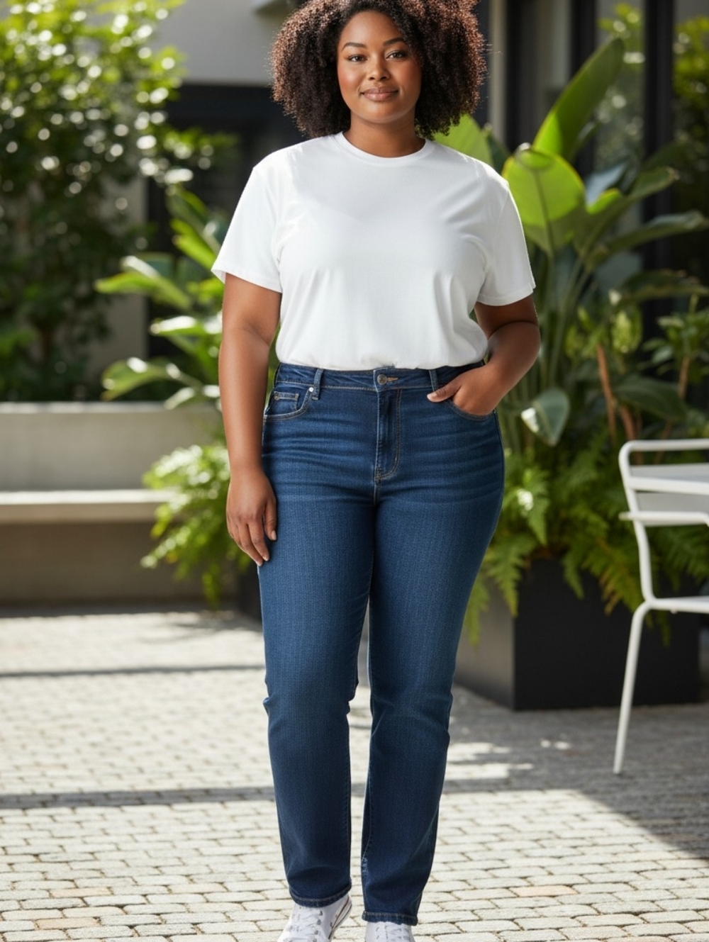American Eagle Outfitters High-Rise Straight Leg Jeans in Dark Blue